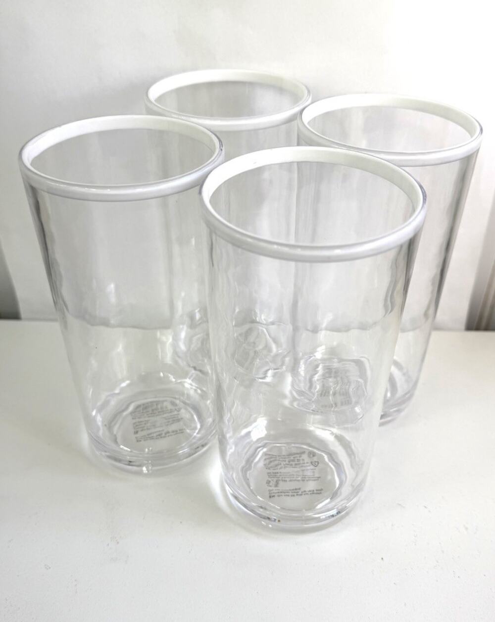 Stripe Rim Outdoor Drinkware Collection By Pottery Barn White Rim Set Of 4